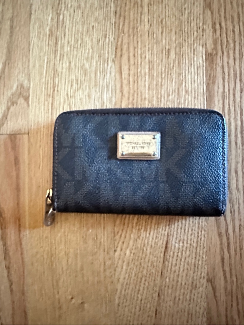 Michael Kors Black and brown Logo Zip Card Wallet